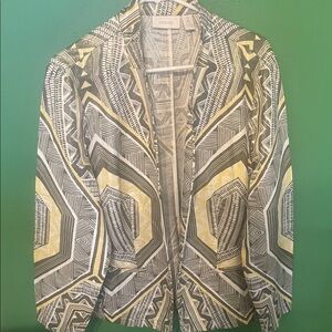 Chico's Geometric Yellow and Gray Blazer